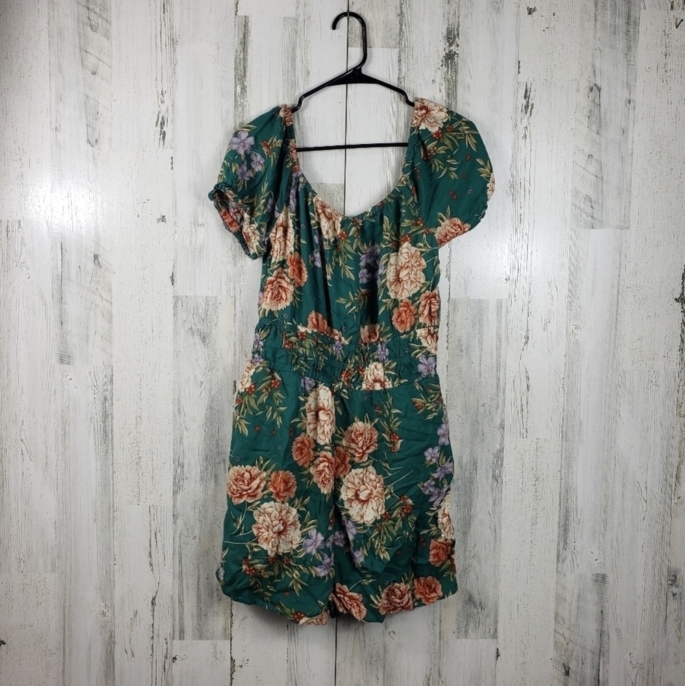 AEO floral off the shoulder summer romper women's size medium